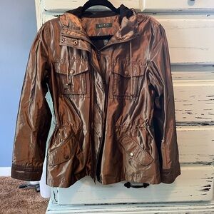 Lauren Ralph Lauren Women’s Shiny Brown Jacket size medium.